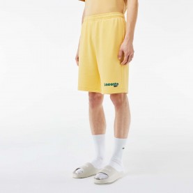 Поларени къси панталони Lacoste Washed Effect Printed Fleece Shorts - Yellow поларени,къси,панталони,мъжки,къси,панталони,lacoste,washed,effect,printed,fleece,shorts,yellow