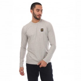 Тениска Belstaff Cotton Jersey Long Sleeved T-Shirt - Silver тениска,мъжки,тениски,belstaff,cotton,jersey,long,sleeved,t,shirt,silver