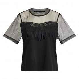 DKNY DKNY Fringe Top Ld63 - Black дамски,топове,dkny,dkny,fringe,top,ld63,black