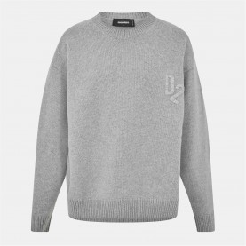 пуловер,мъжки,пуловери,dsquared2,men's,ribbed,crew,neck,jumper,grey
