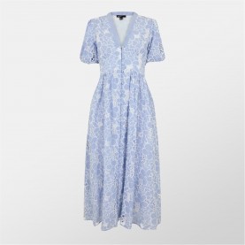 рокля,дамски,поли,и,рокли,nobodys,child,stripe,floral,embroidered,starlight,midi,dress,blue