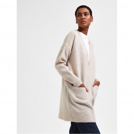 Жилетка Selected Femme Lulu Long Cardigan - Birch жилетка,дамски,плетени,дрехи,selected,femme,lulu,long,cardigan,birch