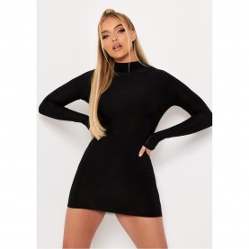 рокля,дамски,поли,и,рокли,missy,empire,neck,long,sleeve,mini,dress,black