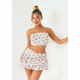 дамски,топове,missy,empire,printed,ruched,bandeau,top,white
