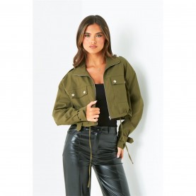 яке,промоция,на,зимни,облекла,дамски,жилетки,missy,empire,cropped,trench,jacket,khaki