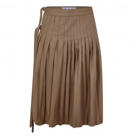 off,white,pleated,skirt,camel