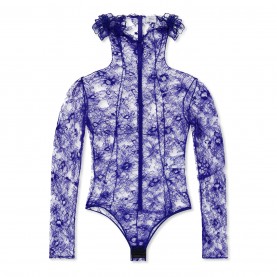 дамски,топове,off,white,flower,lace,bodysuit,blue