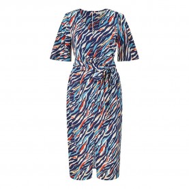 Дамска рокля Yumi Womens Navy Zebra Stripe Midi Wrap Dress - Navy дамска,рокля,дамски,поли,и,рокли,yumi,women,s,navy,zebra,stripe,midi,wrap,dress,navy