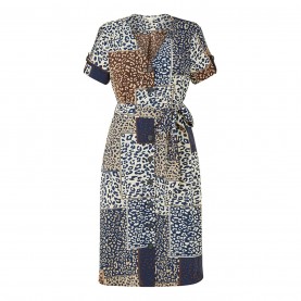 рокля,дамски,поли,и,рокли,yumi,yumi,navy,patchwork,animal,print,shirt,dress,navy