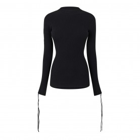 пуловер,дамски,плетени,дрехи,off,white,vanise,lace,up,sleeve,knitted,jumper,black
