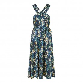 Дамска рокля Yumi Womens Navy Tropical Print Satin Swing Dress - Navy дамска,рокля,дамски,поли,и,рокли,yumi,women,s,navy,tropical,print,satin,swing,dress,navy