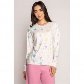дамски,пижами,pj,salvage,salvage,starry,shirt,off,white