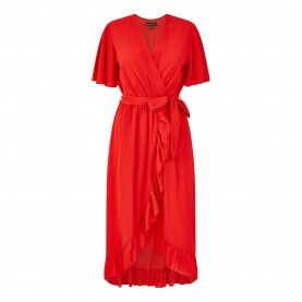 рокля,дамски,поли,и,рокли,mela,london,mela,london,greenwrap,over,frill,hem,dress,red