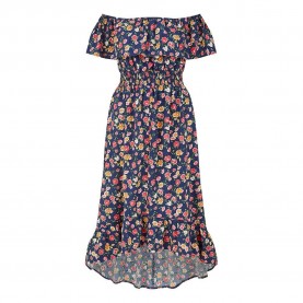 Дамска рокля Mela London Womens Navy Bardot Floral High Low Maxi Dress - Navy дамска,рокля,дамски,поли,и,рокли,mela,london,women,s,navy,bardot,floral,high,low,maxi,dress,navy