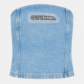 дамски,топове,kangol,women's,denim,bandeau,top,blue