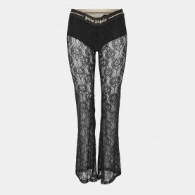 Дамски панталони Palm Angels Womens Lace Logo High-Rise Flared Trousers - Black дамски,панталони,дамски,чорапогащи,и,клинове,palm,angels,women,s,lace,logo,high,rise,flared,trousers,black