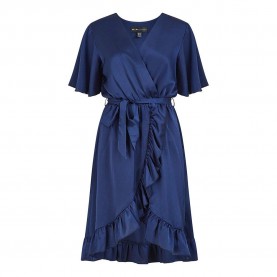 Дамска рокля Mela London Womens Navy Satin Wrap Dress - Navy дамска,рокля,дамски,поли,и,рокли,mela,london,women,s,navy,satin,wrap,dress,navy