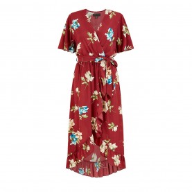 рокля,дамски,поли,и,рокли,mela,london,mela,london,red,floral,dip,hem,wrap,midi,dress,red