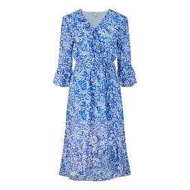 3/4,рокля,дамски,поли,и,рокли,yumi,yumi,blue,floral,three,quartersleeve,frill,wrap,dress,blue