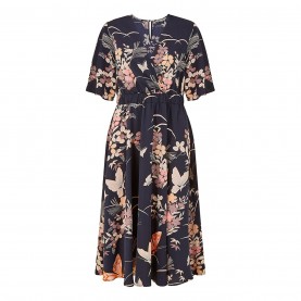 рокля,дамски,поли,и,рокли,yumi,yumi,navy,butterfly,print,midi,dress,blue