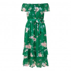 рокля,дамски,поли,и,рокли,yumi,yumi,green,floral,bardot,midi,dress,green