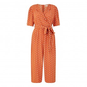 дамски,летни,гащеризони,yumi,yumi,navy,spot,print,retro,culotte,jumpsuit,burnt,orange