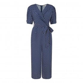 дамски,летни,гащеризони,yumi,yumi,navy,spot,print,retro,culotte,jumpsuit,navy