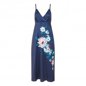 Дамска рокля Yumi Womens Navy Satin Floral Slip Dress - Navy Satin дамска,рокля,дамски,поли,и,рокли,yumi,women,s,navy,satin,floral,slip,dress,navy,satin