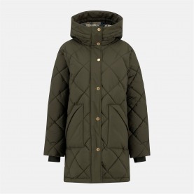Яке Barbour Women's Kailyn Hooded Long Sleeve Medium Puffer Jacket - Olive/An Tartan яке,дамски,якета,и,палта,barbour,women's,kailyn,hooded,long,sleeve,medium,puffer,jacket,olive,an,tartan