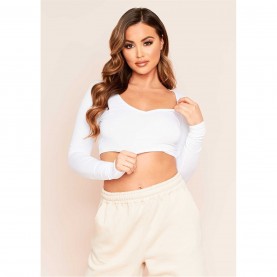 къса,блуза,дамски,топове,дамски,облекла,размер,missy,empire,jersey,v,plunge,crop,top,white