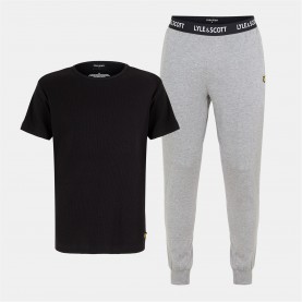 пижама,мъжки,пижами,lyle,and,scott,men's,short,sleeve,pyjama,set,black,grey