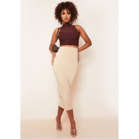 къса,блуза,дамски,топове,missy,empire,neck,cropped,racer,crop,top,chocolate