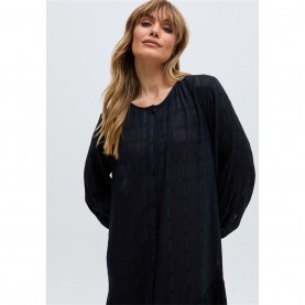 рокля,дамски,пижами,raffya,olivia,button,down,embroidered,midi,dress,in,black,black