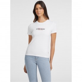 Guess Women's GJ American Cotton-Mix Fitted Baby Tee - Pure White дамски,топове,guess,women's,gj,american,cotton,mix,fitted,baby,tee,pure,white