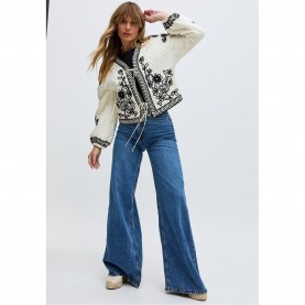 яке,дамски,якета,и,палта,raffya,women's,fran,all,over,embroidered,white,cotton,long,sleeve,cropped,quilted,jacket,ecru