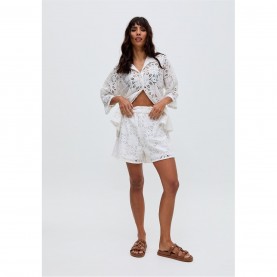 Raffya Shelli All Over Broderie Short In White - White дамски,топове,raffya,shelli,all,over,broderie,short,in,white,white