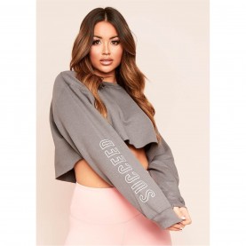 блуза,дамски,блузи,missy,empire,slogan,cropped,sweatshirt,grey