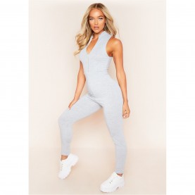 фланелка,дамски,поли,и,рокли,missy,empire,thick,jersey,zip,up,jumpsuit,grey