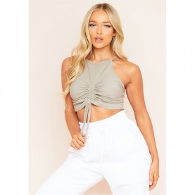 къса,блуза,дамски,топове,missy,empire,front,ribbed,crop,top,grey