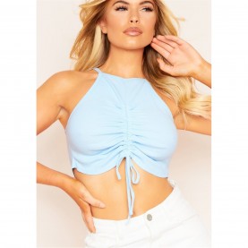 къса,блуза,дамски,топове,missy,empire,front,ribbed,crop,top,pale