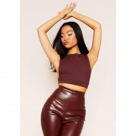 Missy Empire Extreme Side Cut Out Ribbed Top - Chocolate missy,empire,extreme,side,cut,out,ribbed,top,chocolate