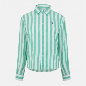 Риза с дълъг ръкав POLO RALPH LAUREN Women's Geometric Patterned Long Sleeve Tailored Fit Shirt - GREEN WHITE риза,с,дълъг,ръкав,дамски,ризи,polo,ralph,lauren,women's,geometric,patterned,long,sleeve,tailored,fit,shirt,green,white