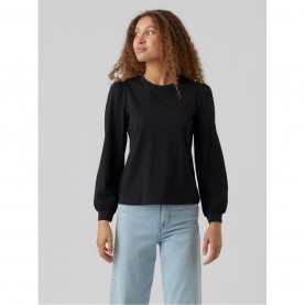 Фланелка с дълъг ръкав Vero Moda Long Sleeve Cuffed Top - Black фланелка,с,дълъг,ръкав,дамски,плетени,дрехи,vero,moda,long,sleeve,cuffed,top,black