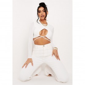 къса,блуза,дамски,топове,missy,empire,ruched,front,tie,waist,crop,top,ivory