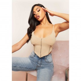 дамски,топове,missy,empire,contrast,stitch,corset,top,nude