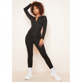дамски,поли,и,рокли,missy,empire,sleeve,plunge,zip,up,jumpsuit,black