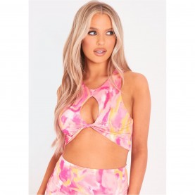 къса,блуза,дамски,топове,missy,empire,neck,cut,out,crop,top,pink