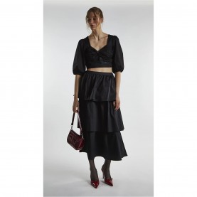 пола,glamorous,black,tiered,midi,skirt,black