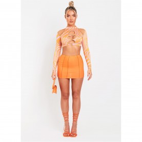 къса,блуза,дамски,топове,missy,empire,cut,out,long,sleeve,crop,top,pink