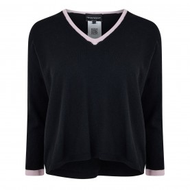 блуза,дамски,плетени,дрехи,emporio,armani,v,neck,sweater,fantasia,nero